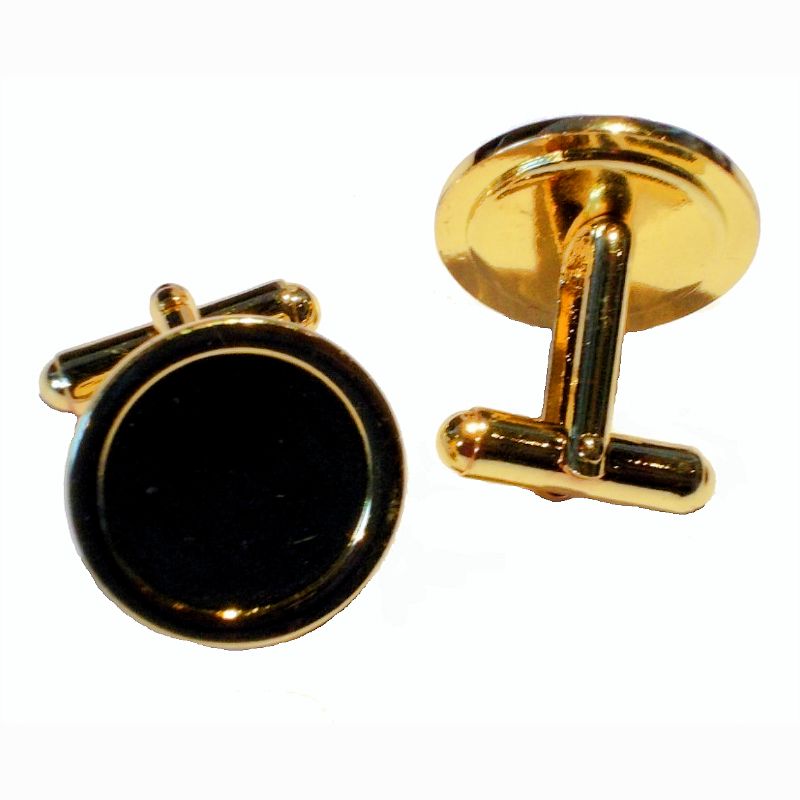 Cufflink Pair Round 16mm gold and printed domes